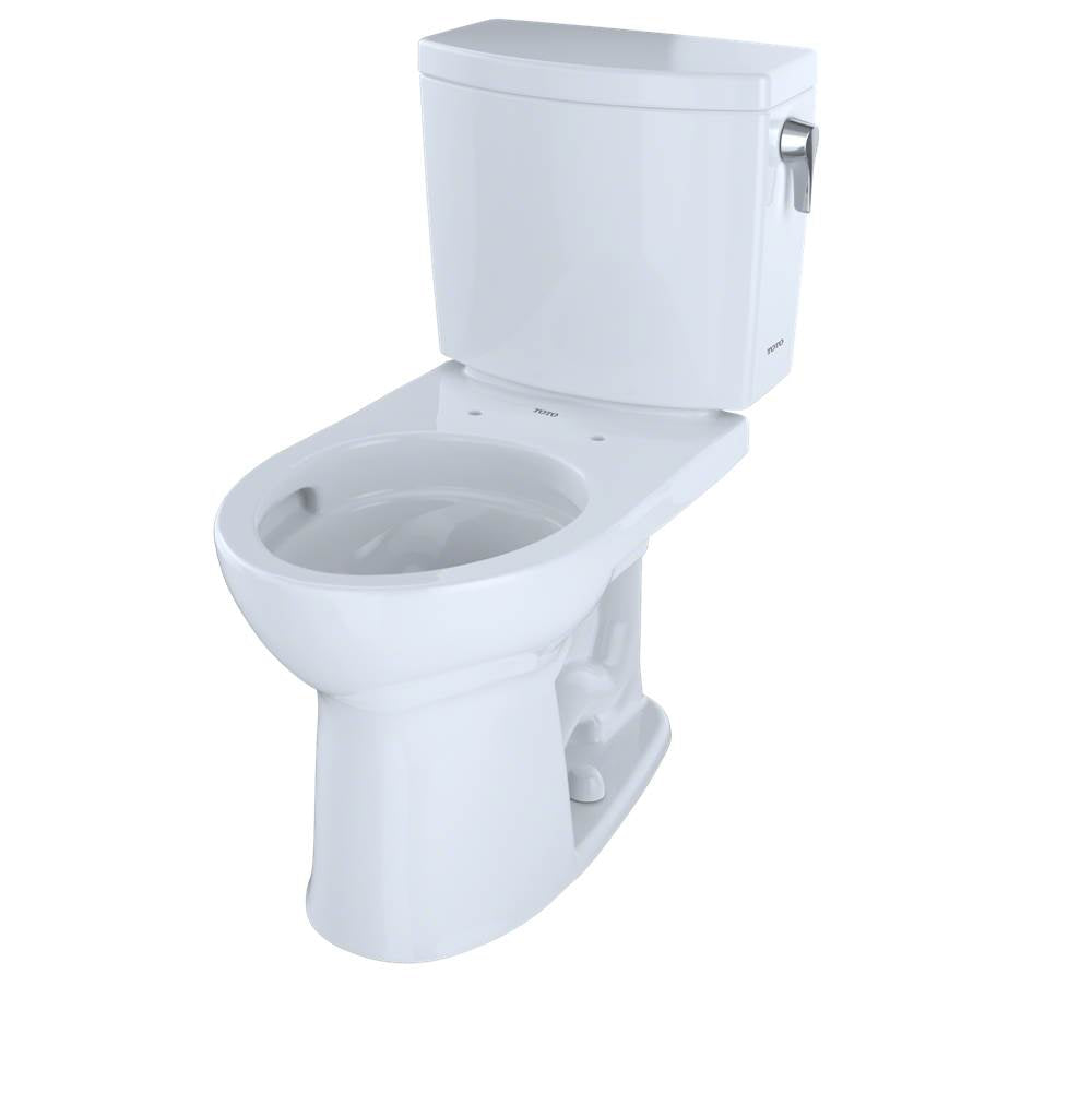 Toto Drake II 1G Two-Piece Round 1.0 Gpf Universal Height Toilet With Cefiontect And Right-Hand Trip Lever, Cotton White