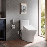 TotoWashlet+  Aquia Iv Two-Piece Elongated Dual Flush 1.28 And 0.9 Gpf Toilet And Washlet C5 Bidet Seat, Cotton White