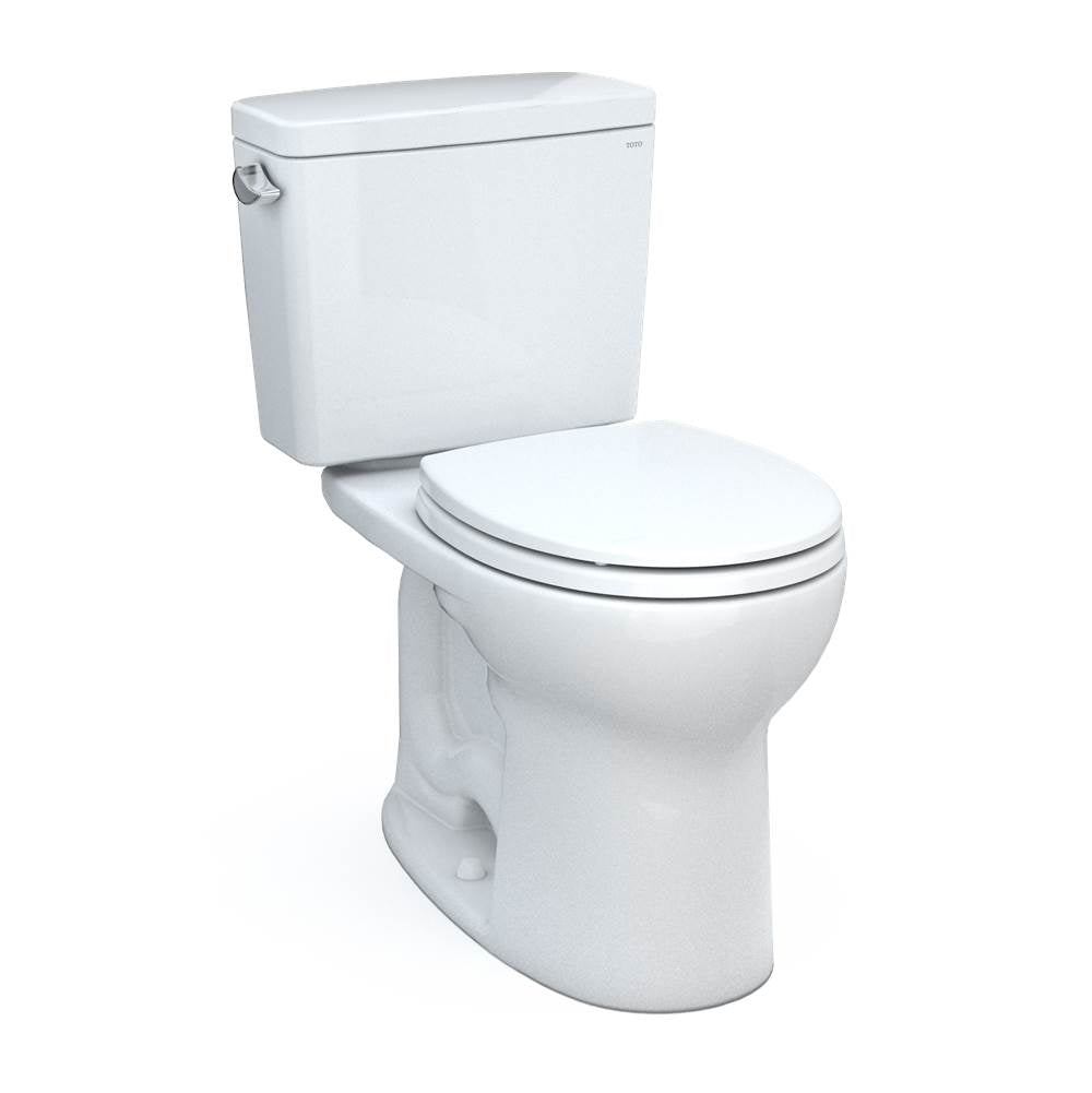 Toto Drake Two-Piece Round 1.6 Gpf Universal Height Tornado Flush Toilet With Cefiontect, Cotton White