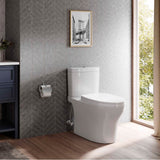 TOTO Aquia IV Two-Piece Elongated Dual Flush 1.28 and 0.9 GPF Universal Height Toilet with CEFIONTECT, WASHLET+ Ready, Cotton White