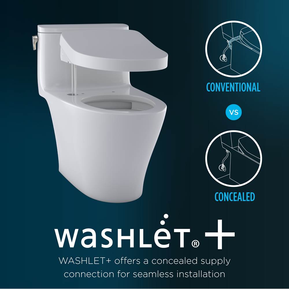 Toto Washlet+ Aquia Iv Two-Piece Elongated Universal Height Dual Flush 1.28 And 0.9 Gpf Toilet And Washlet C2 Bidet Seat, Cotton White