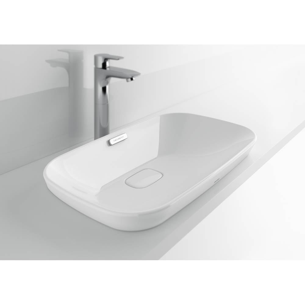 Toto Neorest Kiwami Rectangular Semi-Recessed Fireclay Vessel Bathroom Sink With Cefiontect, Cotton White