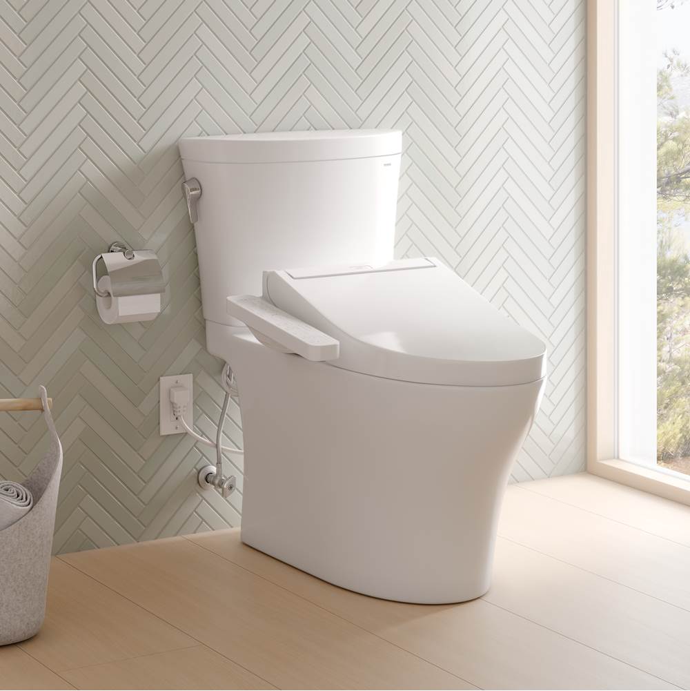 Toto Washlet+ Aquia Iv Arc Two-Piece Elongated Dual Flush 1.28 And 0.9 Gpf Toilet With C2 Bidet Seat, Cotton White