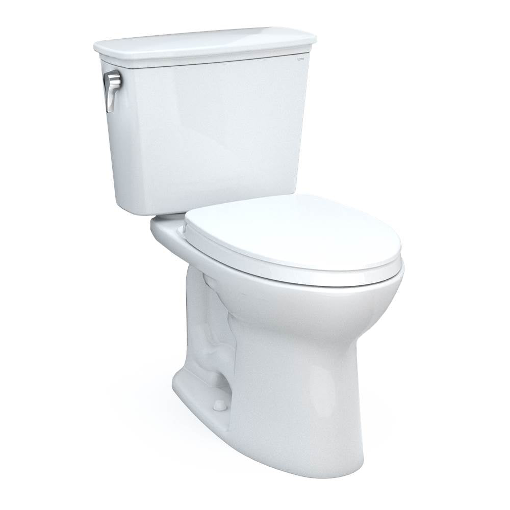Toto Drake Transitional Two-Piece Elongated 1.28 Gpf Universal Height Tornado Flush Toilet With 10 Inch Rough-In And Cefiontect, Cotton White