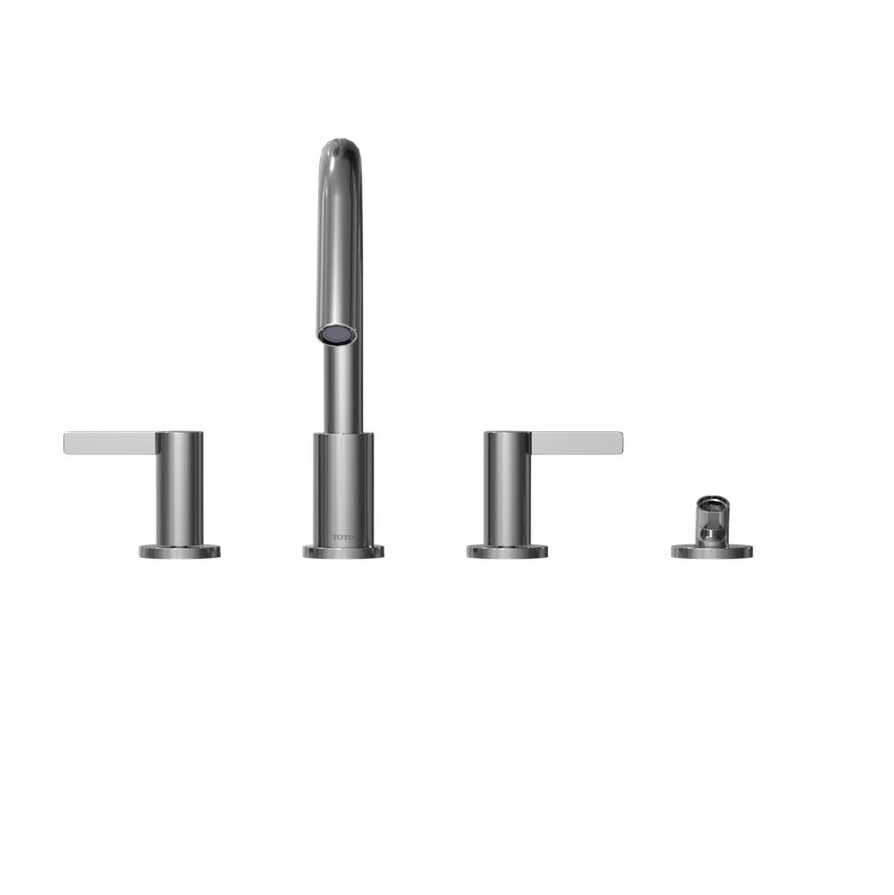 Toto Gf Two Lever Handle Deck-Mount Roman Tub Filler Trim With Handshower, Brushed Nickel