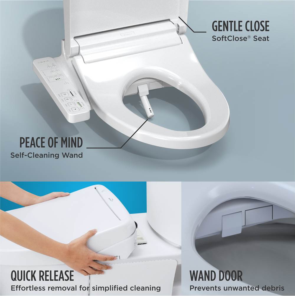 TOTO WASHLET KC2 Electronic Bidet Toilet Seat with Heated Seat and SoftClose Lid, Round, Cotton White