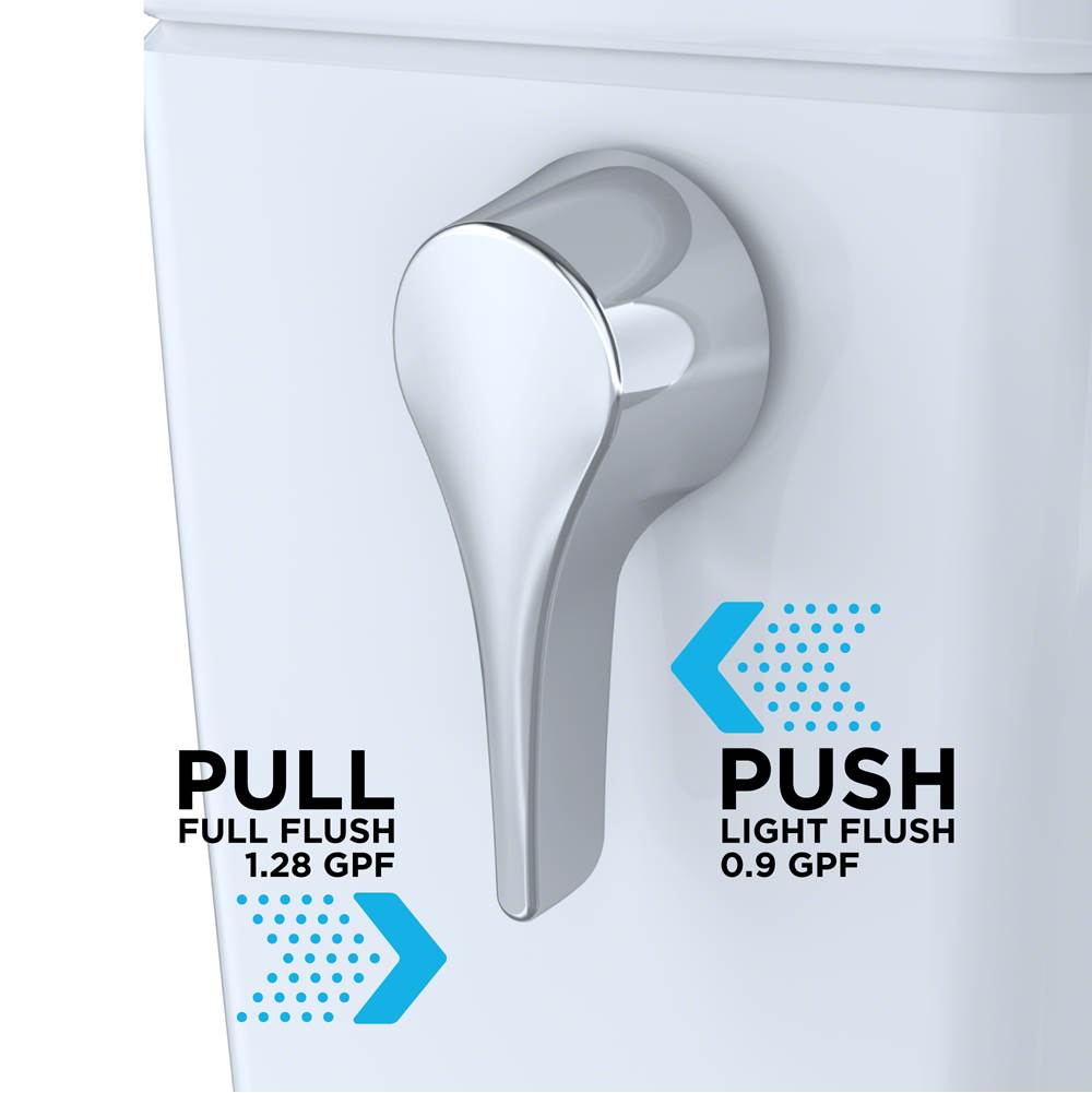 TOTO Aquia IV Arc Two-Piece Elongated Dual Flush 1.28 and 0.9 GPF Universal Height Toilet with CEFIONTECT, WASHLET+ Ready, Cotton White
