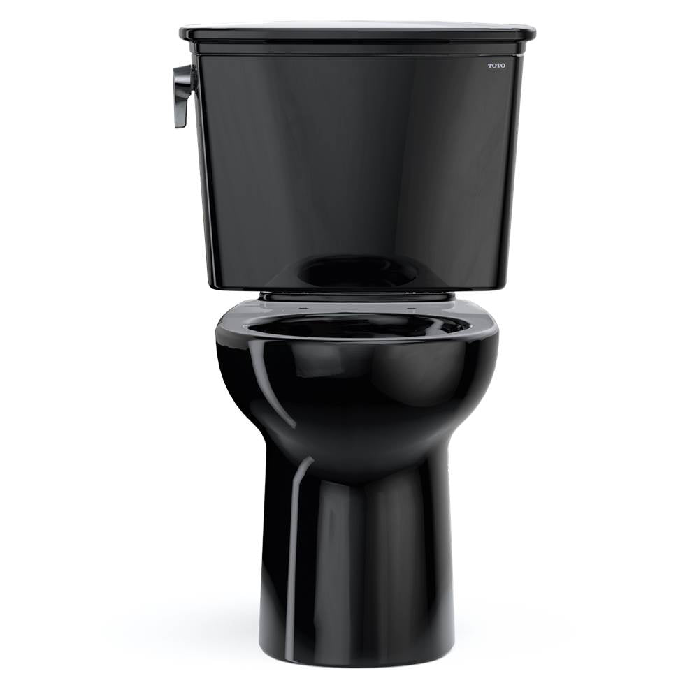 Toto Drake Transitional Two-Piece Round 1.28 Gpf Universal Height Tornado Flush Toilet, Ebony