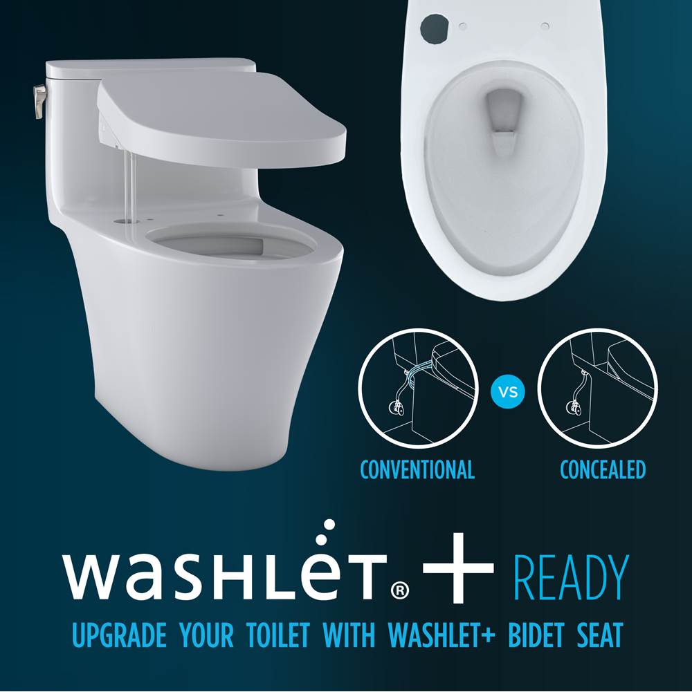 TOTO Aquia IV Two-Piece Elongated Dual Flush 1.28 and 0.9 GPF Universal Height Toilet, WASHLET+ Ready, Ebony
