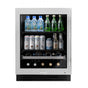 True Residential - Stainless Glass -  2 Black Wire Shelves, 1 Wine & Floor Cradle - Hinge Left (Lg) - Build To Order