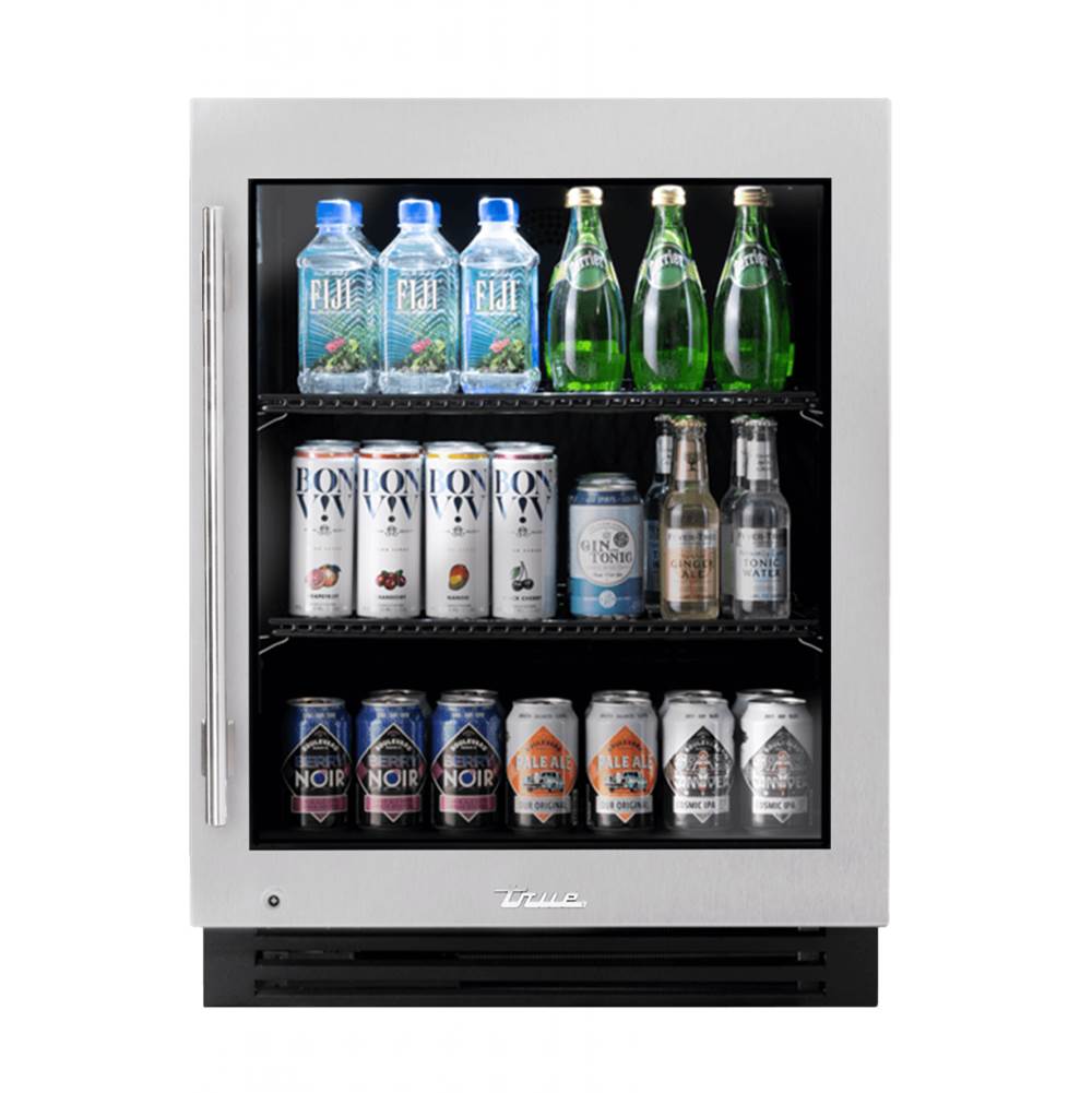 True Residential - Stainless Glass -  2 Black Wire Shelves - Hinge Right (Rg) - Hinging Is Field Reversible