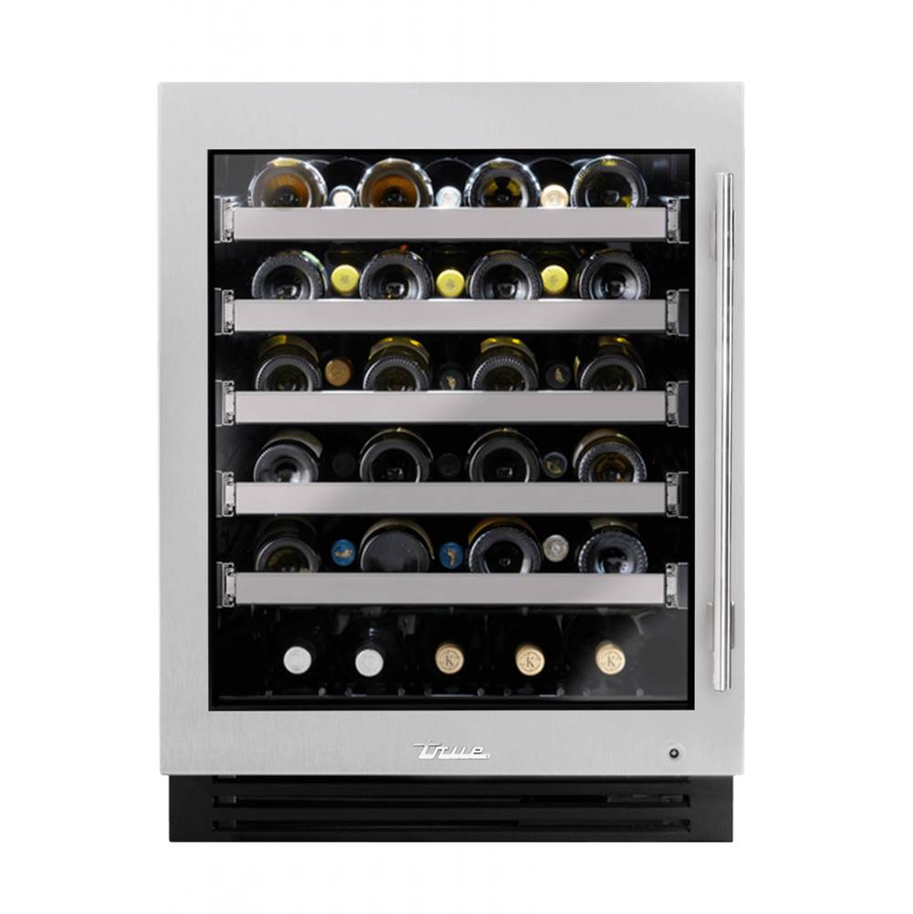 True Residential - Stainless Glass -  5 Pullout Wine & 1 Floor Cradle - Hinge Left (Lg) - Build To Order