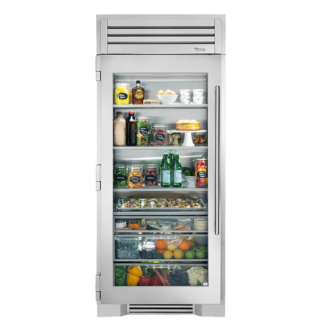 True Residential - 36Inch Column - All Refrigerator - Stainless Glass Door - Hinged Left (L)