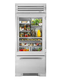 36'' Refrigerator/Bottom Freezer - Stainless Steel - Stainless Glass Door - Hinged Right (R)