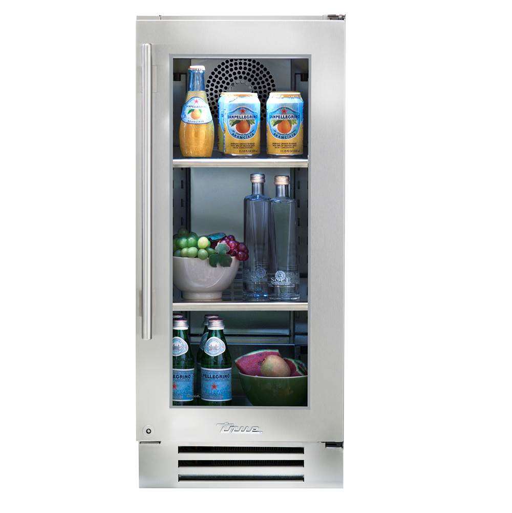 True Residential - Stainless Glass - 2 Glass Shelves - Hinge Right (R) - Stainless Steel