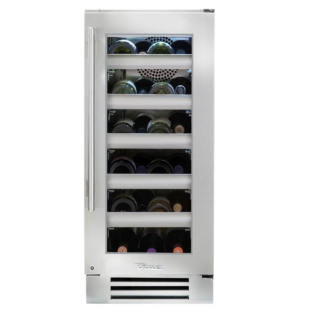 True Residential - Stainless Glass - 5 Pullout Wine, 1 Floor Cradle - Hinge Right (R) - Stainless Steel