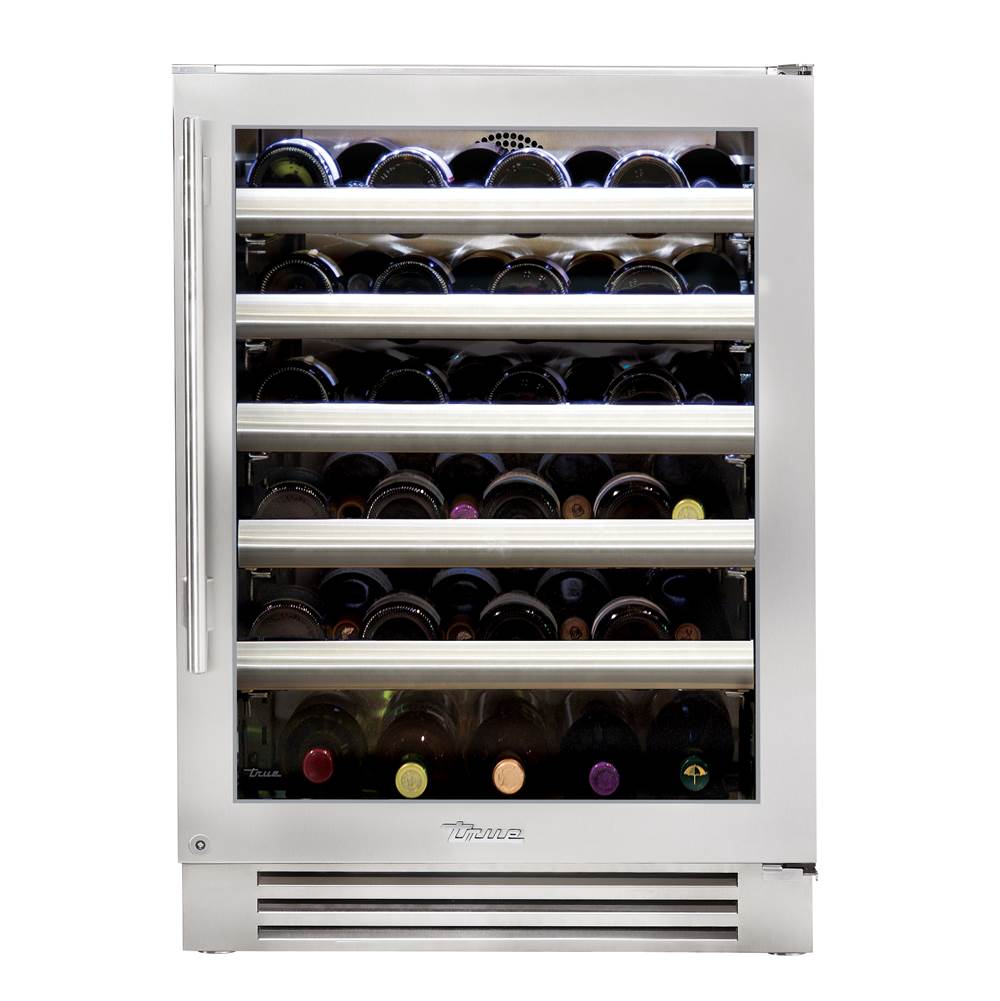 True Residential - Stainless Glass - 5 Pullout Wine, 1 Floor Cradle - Hinge Right (R) - Stainless Steel
