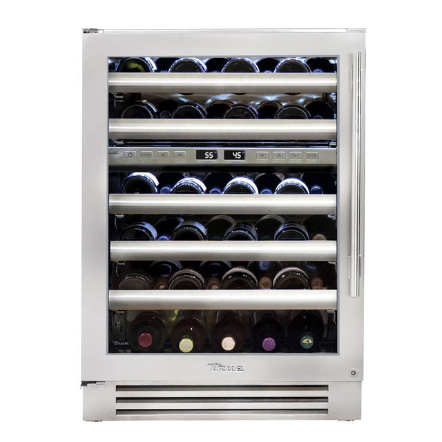 True Residential - Stainless Glass - 5 Pullout Wine, 1 Floor Cradle - Hinge Left (L) - Stainless Steel