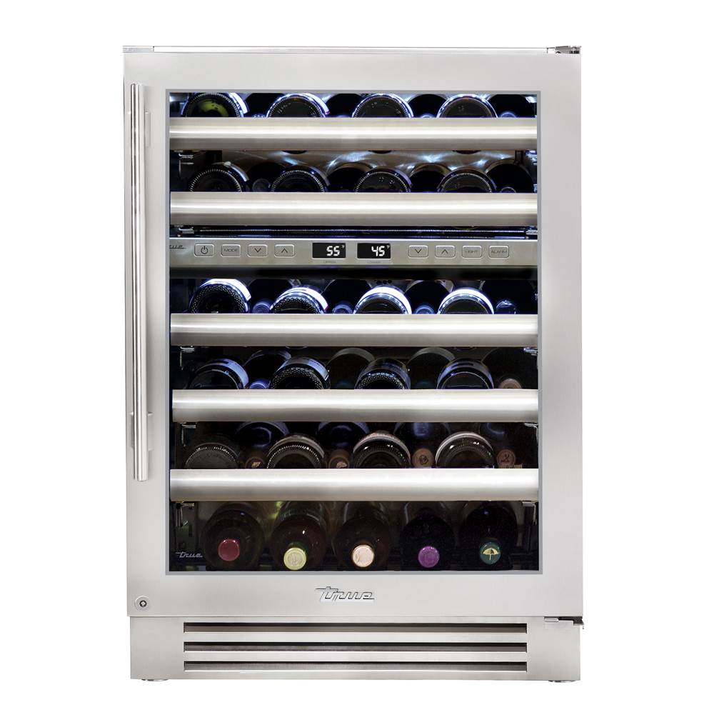True Residential - Stainless Glass - 5 Pullout Wine, 1 Floor Cradle - Hinge Right (R) - Stainless Steel