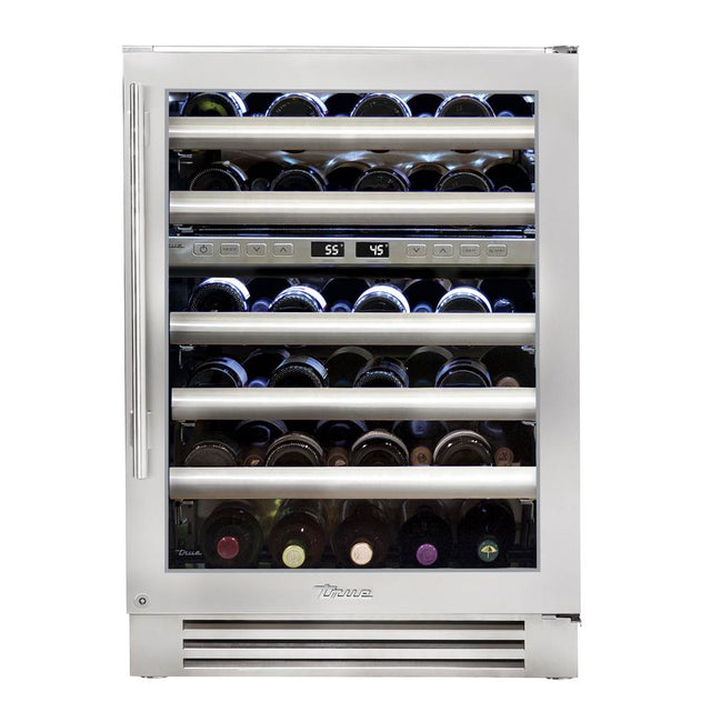 True Residential - Stainless Glass - 5 Pullout Wine, 1 Floor Cradle - Hinge Right (R) - Stainless Steel