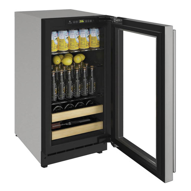 U Line - Beverage Center 18'' Lock Left Hinge Stainless 115v - Stainless