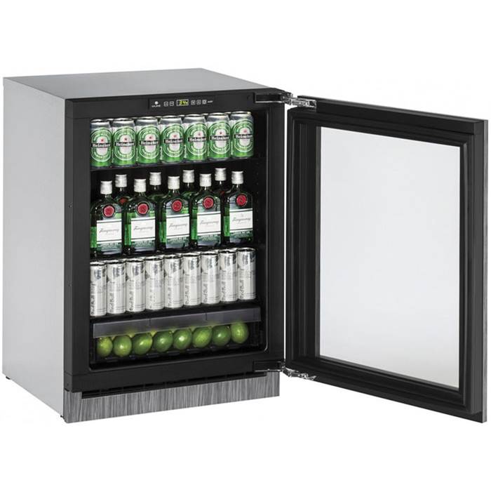 U Line - Glass Refrigerator 24'' Reversible Hinge Integrated 115v - Integrated