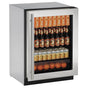 U Line - Glass Refrigerator 24'' Reversible Hinge Stainless 115v - Stainless
