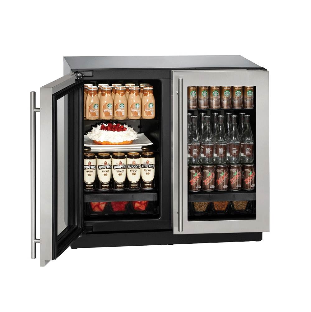 U Line - Glass Refrigerator 36'' Stainless 115v - Stainless
