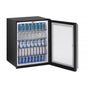 U Line - Glass Refrigerator 24'' Lock Reversible Hinge Stainless 115v - Stainless