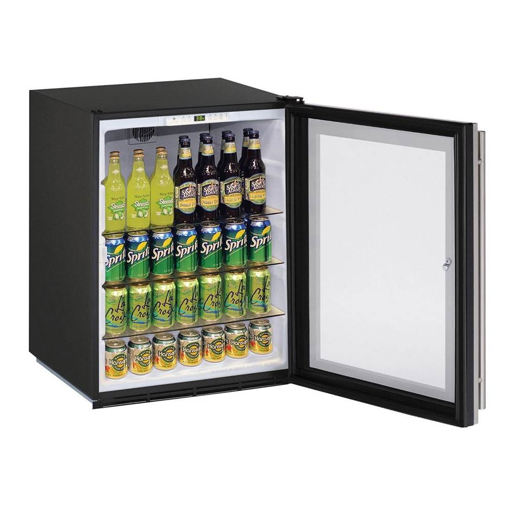 U Line - Glass Refrigerator 24'' Reversible Hinge Integrated 115v - Integrated