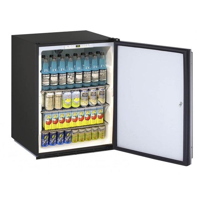 U Line - Solid Refrigerator 24'' Lock Reversible Hinge Stainless 115v - Stainless