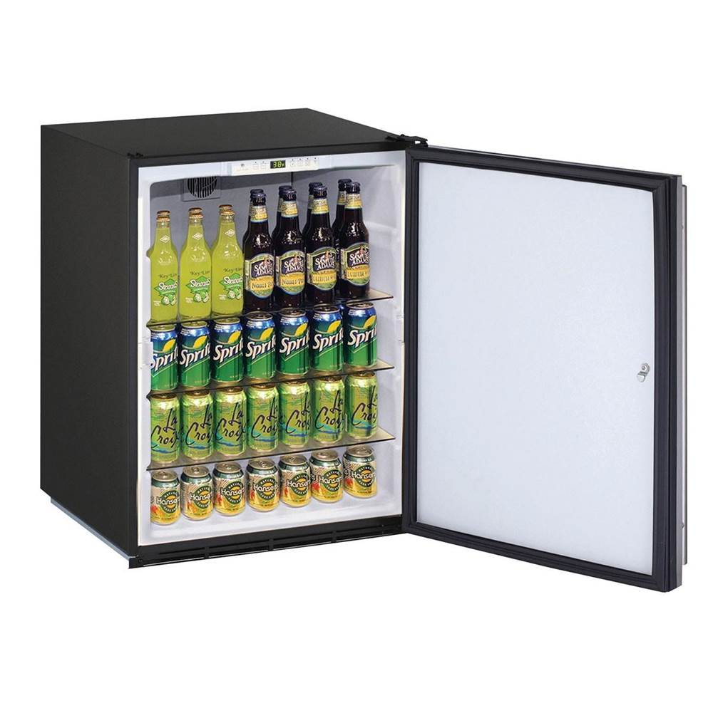 U Line - Solid Refrigerator 24'' Lock Reversible Hinge Black 115v - Black