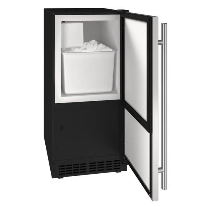 U Line - Ice Maker 15'' Reversible Hinge Stainless Solid 115v - Stainless
