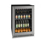 U Line - Beverage Center 24'' Lock Reversible Hinge Stainless Frame 115v - Stainless