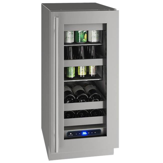 U Line - Beverage Center 15'' Lock Right Hinge Stainless 115v - Stainless