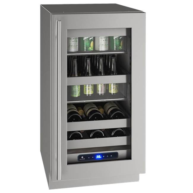 U Line - Beverage Center 18'' Lock Right Hinge Stainless 115v - Stainless