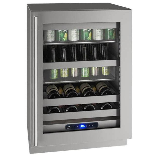 U Line - Beverage Center 24'' Lock Right Hinge Stainless 115v - Stainless