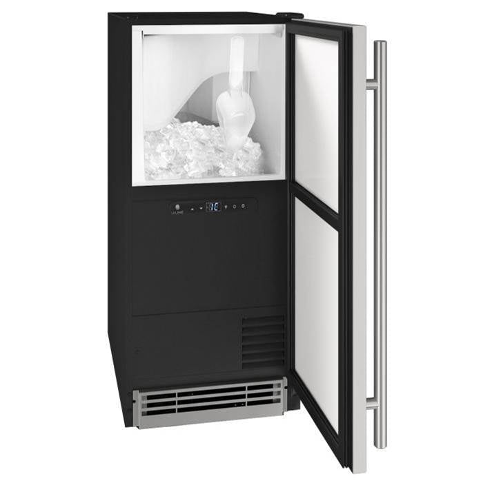 U Line - Clear Ice Machine 15'' Reversible Hinge Stainless Solid 115v - Stainless
