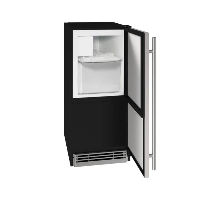 U Line - Ice Maker 15'' Reversible Hinge Stainless Solid 115v - Stainless