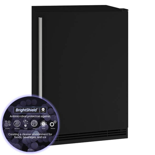 U Line - Solid Refrigerator 24'' Reversible Hinge Black Solid 115v BrightShield - Black