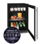 U Line - Glass Refrigerator 24'' Reversible Hinge Stainless Frame 115v BrightShield - Stainless