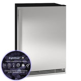 U Line - Solid Refrigerator 24'' Reversible Hinge Stainless Solid 115v BrightShield - Stainless