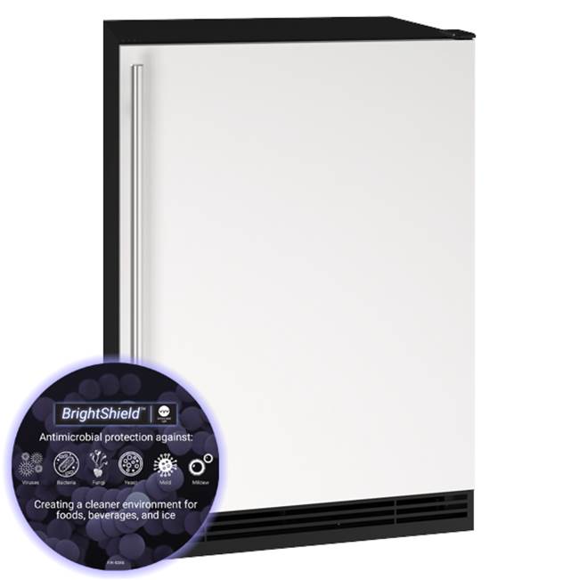 U Line - Solid Refrigerator 24'' Reversible Hinge White Solid 115v BrightShield - White