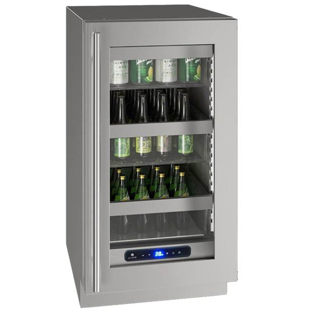 U Line - Glass Refrigerator 18'' Reversible Hinge Stainless 115v - Stainless