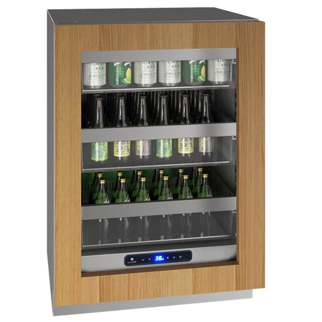 U Line - Glass Refrigerator 24'' Reversible Hinge Integrated 115v - Integrated