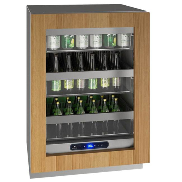 U Line - Glass Refrigerator 24'' Reversible Hinge Integrated 115v - Integrated