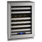 U Line - Wine Captain 24'' Dual Zone Reversible Hinge Stainless Frame 115v - Stainless
