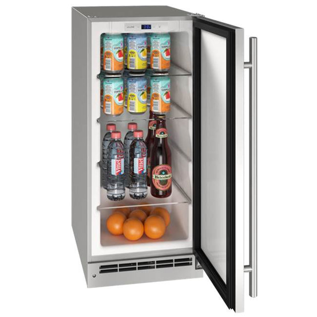 U Line - Outdoor Solid Refrigerator 15'' Lock Reversible Hinge Stainless 115v - Stainless
