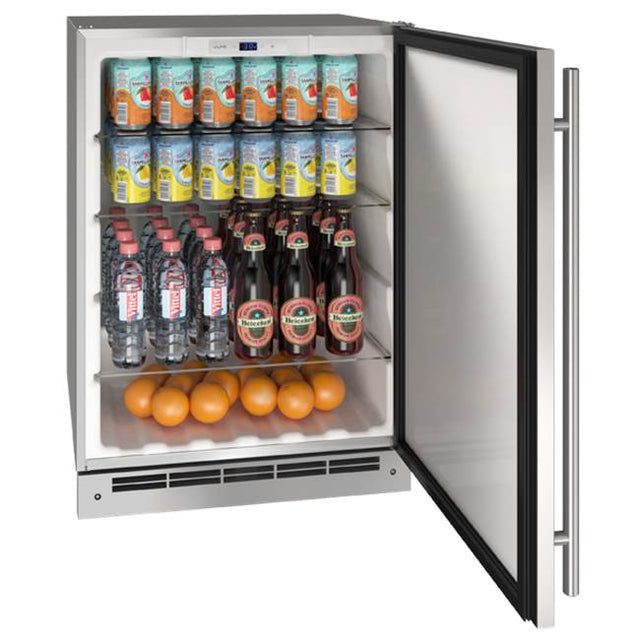 U Line - Outdoor Solid Refrigerator 24'' Lock Reversible Hinge Stainless 115v - Stainless