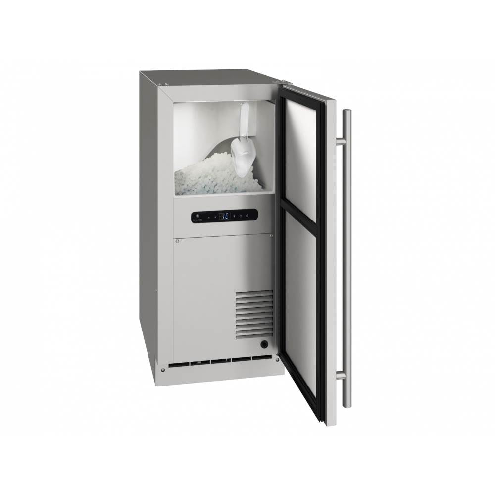U Line - Outdoor Nugget Ice Machine 15'' Reversible Hinge Stainless Solid 115v - Stainless